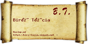 Biró Tícia névjegykártya